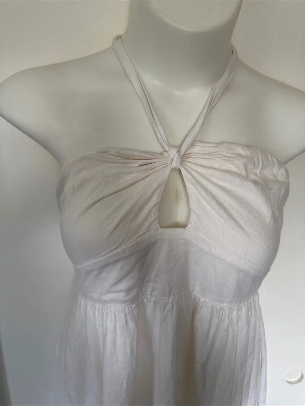 Abercrombie & Fitch White Strapless Halter Maxi Dress Petite Large